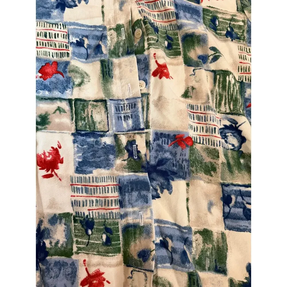 Vintage Alfred Dunner Petite 14 Button Up Blouse Floral Abstract Art Print - Picture 2 of 5